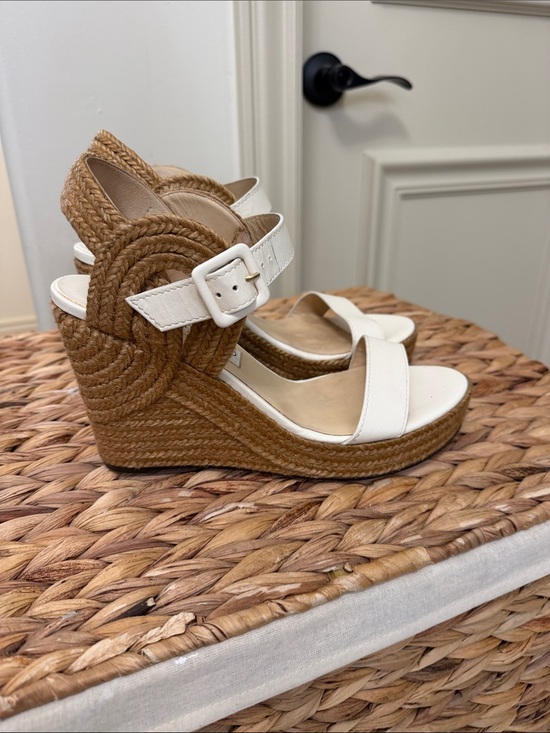 Jimmy Choo Shoes - Jimmy Choo Wedge Espadrille Sandals in White and Tan